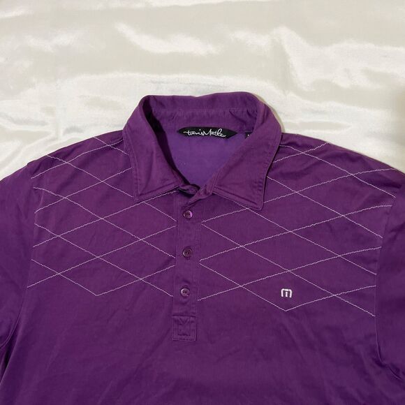 Travis Mathew Torrey Pines Golf Polo Shirt Men’s L Purple White Embroidered Peru - Picture 7 of 11